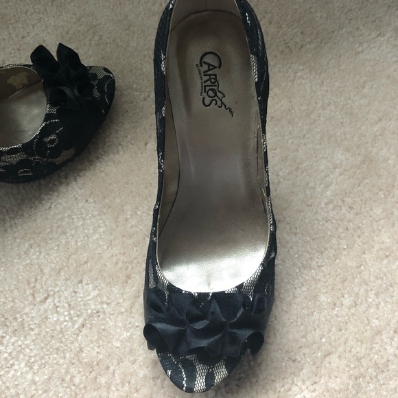 Black Lace Peep Toe Pump - Picture 5 of 6